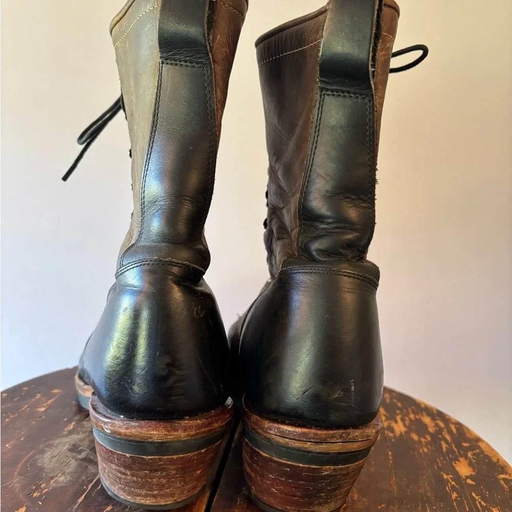 Chippewa Classic two-tone Packer Brown/Blk Leather Boots. M 9.5 EE. Nice Cond. - Picture 5 of 9